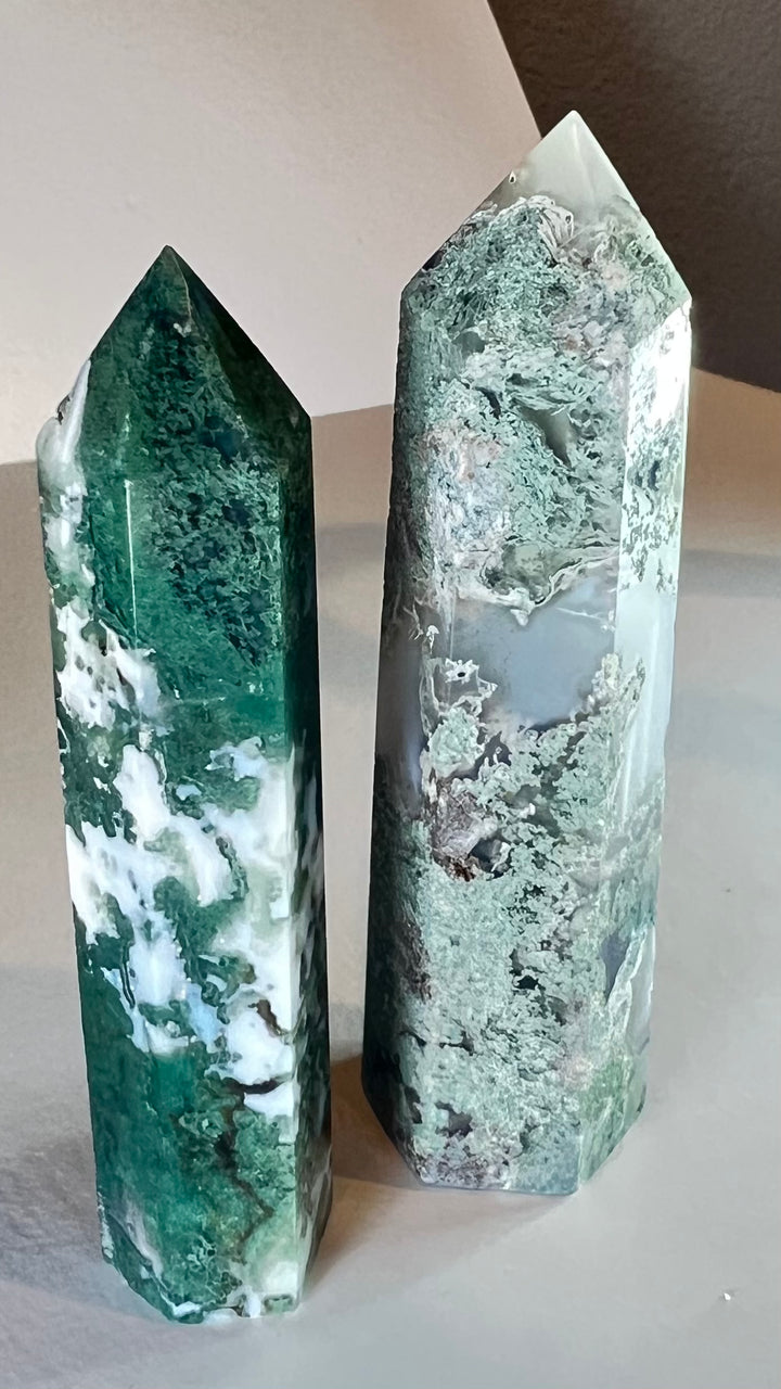 Green Moss Agate Towers